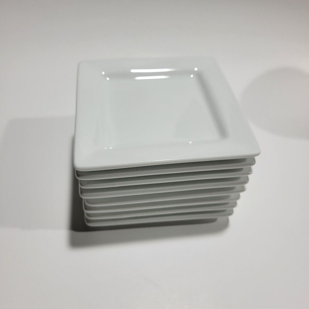 Libbey Appetizer White Square Plates Set Of 8